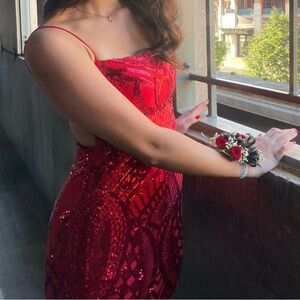 Elegant Red Sequin Dress